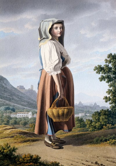 मैडालोनी की पृष्ठभूमि में किसान, जियोवन बतिस्ता लुसिरी (सीए 1755-1821), कागज पर पानी के रंग 32x23 सेमी, इटली द्वारा द्वारा जियोवन्ती बतिस्ता लुसिएरी
