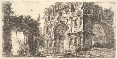 प्लेट 11: श्रृंखला रोमन पुरातनता से जेनस टेम्पियो डि गियानो का मंदिर, सीए। 1748। द्वारा जियोवन्नी बतिस्ता पिरनेसी