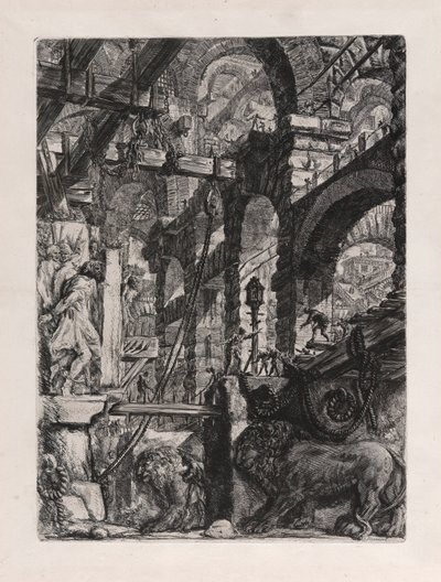 शेर बेस-रिलीफ, प्लेट 5 कारसेरी डी से द्वारा Giovanni-Battista Piranesi