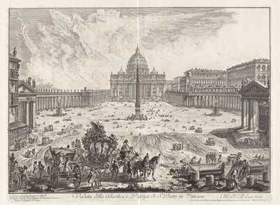 वेटिकन में बेसिलिका और सेंट पीटर के पियाज़ा का दृश्य द्वारा Giovanni-Battista Piranesi