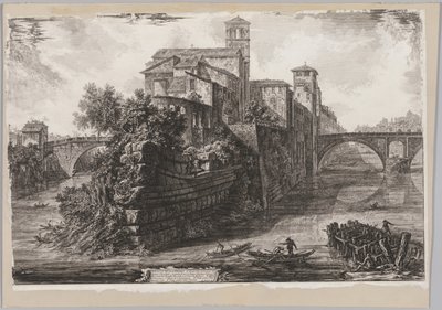 रोम के दृश्य: द इसोला तिबरिना, 1775। द्वारा Giovanni Battista Piranesi