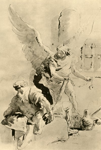 18 वीं सदी, 1928 के मध्य में जेल में एक एंजेल एपोस्टल पीटर को दिखाई देता है द्वारा जियोवन्ती बतिस्ता टाईपोलो