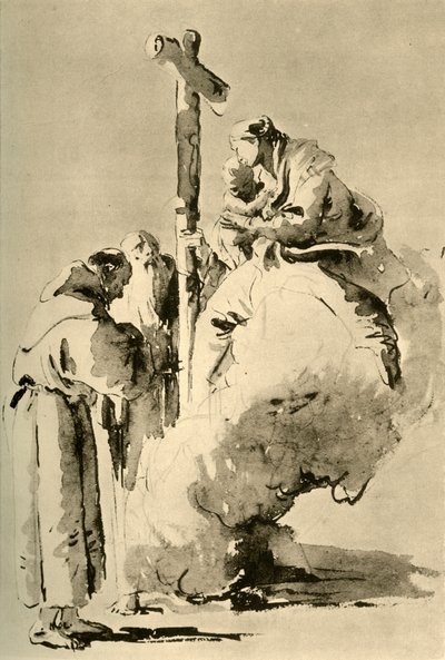 दो पवित्र भिक्षुओं के साथ मैडोना, 18 वीं शताब्दी के मध्य, 1928 द्वारा जियोवन्ती बतिस्ता टाईपोलो