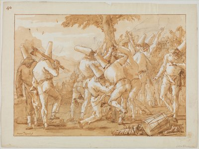 पंचिनेलोस फेलिंग (या प्लांटिंग) एक पेड़, c.1800 द्वारा जियोवन्ती बतिस्ता टाईपोलो
