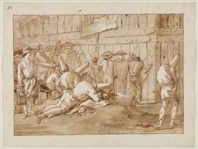 पंचिनलोस आउटसाइड ए सर्कस, c.1800 द्वारा जियोवन्ती बतिस्ता टाईपोलो