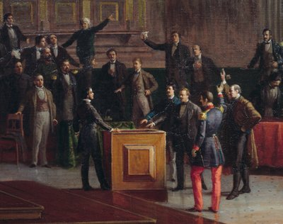 वेनिस की अस्थायी सरकार ने कड़वे अंत के लिए प्रतिरोध का चयन किया (1849), जियोवानी बतिस्ता डेला लाइबेरा द्वारा पेंटिंग द्वारा जियोवन्नी बतिस्ता डेला लिबेरा