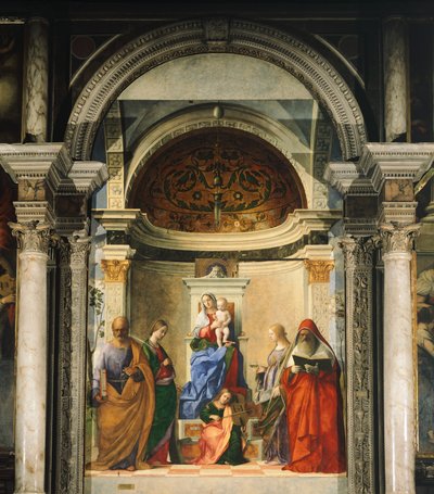 चार संतों के बीच मैडोना (फ्रेस्को) द्वारा Giovanni Bellini