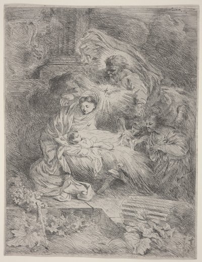 परमपिता परमेश्वर, पवित्र आत्मा के दूत और स्वर्गदूतों के साथ, c.1645 (नक़्क़ाशी) द्वारा जियोवन्नी बेनेडेटो कैस्टिग्लियोन