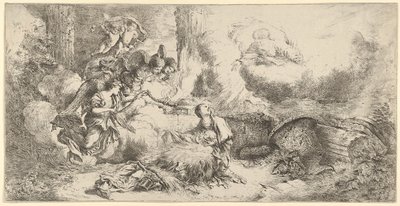 परमेश्वर के पिता और स्वर्गदूतों के साथ, ca. 1647-1650। द्वारा जियोवन्नी बेनेडेटो कैस्टिग्लियोन