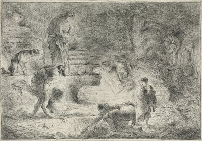 टोबिट दफन द डेड, c.1647-51 द्वारा जियोवन्नी बेनेडेटो कैस्टिग्लियोन