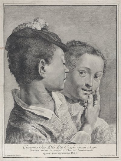 एक टोपी वाला लड़का एक लड़की के चेहरे को छूता हुआ, 1743। द्वारा जियोवानी कैटिनी
