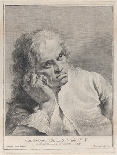 1743 में अपने हाथ पर अपना सिर टिकाए हुए व्यक्ति। द्वारा जियोवानी कैटिनी