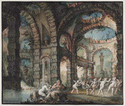 नाचते हुए करूबों के साथ व्यंग्य का परिवार, c. 1775-1776। द्वारा जियोवन्नी डेविड