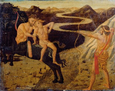 कैसोन पैनल: हरक्यूलिस नेनेसस से देइनेरा को बचाते हुए द्वारा Giovanni Di Ser Giovanni Guidi