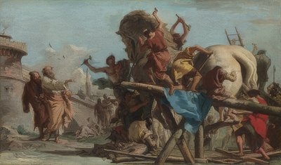 ट्रोजन घोड़े का निर्माण। 1760 के आसपास द्वारा जियोवानी डोमेनिको टाईपोलो