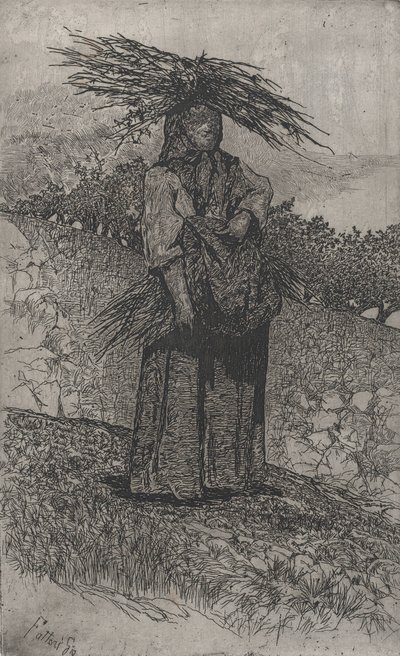 लाठी इकट्ठा करती किसान महिला, 1884-1908। द्वारा जियोवन्नी फत्तोरी