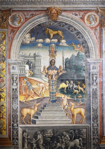 जियोवानी मारिया फाल्कोनेटो (1468-1535) द्वारा फ्रेस्को, राशि चक्र का हॉल, पलाज्जो डी'आर्को, मंटुआ (यूनेस्को विश्व विरासत सूची, 2008), लोम्बार्डी, इटली द्वारा जियोवन्नी मारिया फाल्कोनेटो