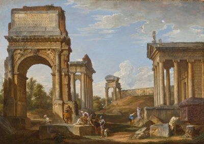 टाइटस के आर्क के साथ रोमन खंडहर, 1734 द्वारा Giovanni Paolo Pannini