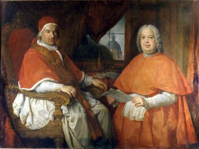 पोप बेनेडिक्ट XIV (1675 - 1758) और कार्डिनल सिल्वियो वैलेंटी गोंजाग के चित्र। जियोवानी पाओलो पाणिनी (पाणिनी) द्वारा चित्रकारी। 18 वीं सदी। राष्ट्रीय रोमन संग्रहालय, रोम। द्वारा जियोवन्नी पाओलो पाणिनि