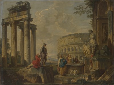 रोमन खंडहर के बीच कोलिज़ीयम, c.1730 द्वारा Giovanni Paolo Pannini