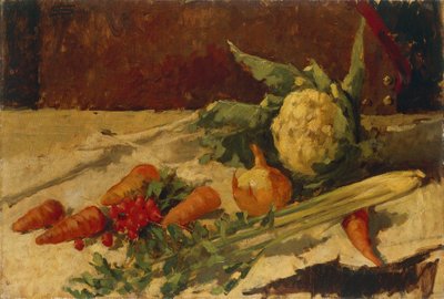 Giovanni Segantini (1858-1899), कैनवास पर तेल, 51x75 cm . द्वारा स्टिल लाइफ़ गाजर के साथ द्वारा जियोवन्नी सेर्जिनी