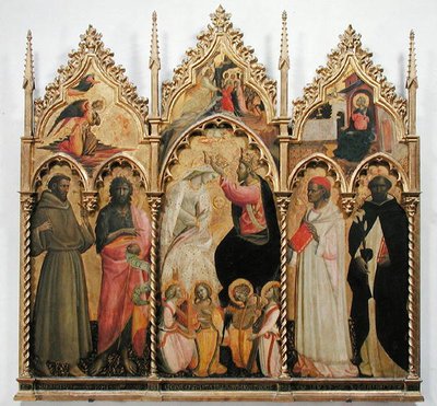 संन्यासी के साथ वर्जिन का राज्याभिषेक, c.1420 (पैनल पर तापमान) द्वारा जियोवन्नी दाल पोंटे