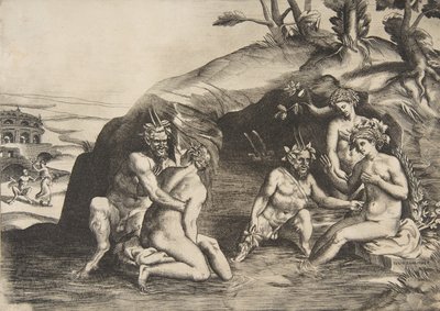 अप्सराएँ और व्यंग्य स्नान, 1531-76। द्वारा गिउलिओ बोनासोन