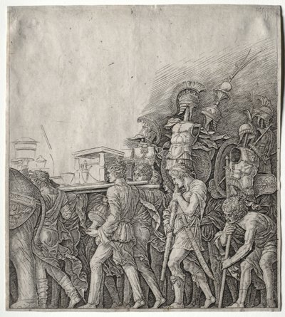 सीज़र की विजय: द कोरसेलेट बियरर्स, सी। 1498। द्वारा Giulio Campagnola