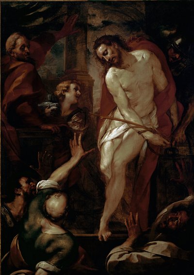 आदमी को निहारना। (तेल के रंगों से केन्वस पर बना चित्र द्वारा Giulio Cesare Procaccini
