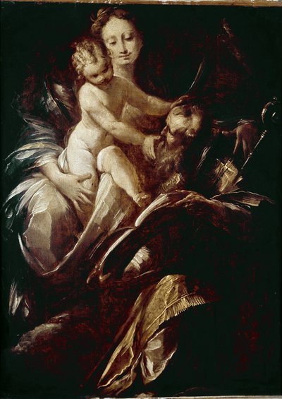 पवित्र परिवार। (तेल के रंगों से केन्वस पर बना चित्र द्वारा Giulio Cesare Procaccini