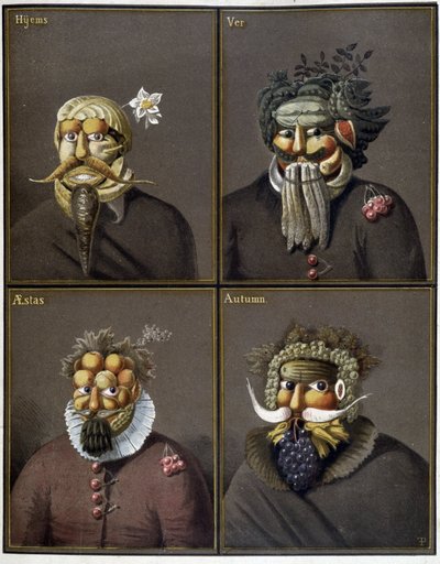 चार मौसम: Giuseppe Arcimboldo के रास्ते में सब्जी वाले पुरुष। द्वारा ग्यूसेप (शैली) आर्किबोल्डो