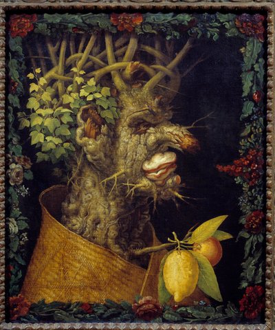 ऋतुओं के बारे में शीतकालीन रूपक। Giuseppe Arcimboldo (1527-1593) द्वारा 16वीं सदी के सूर्य की पेंटिंग। 0,76x0,63 मीटर - सर्दी (चार मौसमों को दर्शाने वाली एक श्रृंखला से) - ज्यूसेप आर्किम्बोल्डो द्वारा पेंटिंग (1527-1593), कैनवास पर तेल (76x63 सेमी) द्वारा ग्यूसेप आर्किबोल्डो