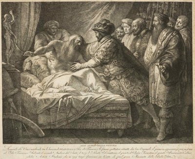 पेंटिंग का रूपक लियोनार्डो दा विंची की मृत्यु, सी। 1790। द्वारा Giuseppe Cades