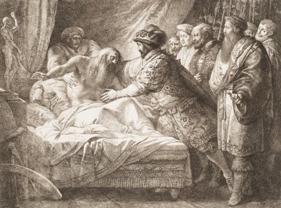 पेंटिंग का रूपक लियोनार्डो दा विंची की मृत्यु, सीए। 1780-99। द्वारा Giuseppe Cades