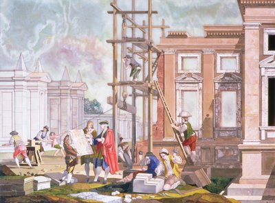 आर्किटेक्चर, चार ललित कलाओं की एक श्रृंखला से, c.1780 द्वारा ग्यूसेप ज़ोची