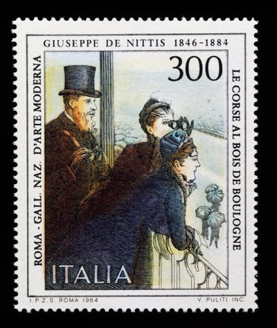 Giuseppe de Nittis (1846-1884), 300-लीयर के सम्मान में इतालवी कला श्रृंखला से डाक टिकट द्वारा ग्यूसेप या जोसेफ डी निटिस