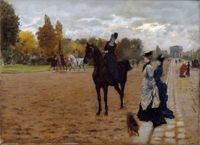 अमेज़ॅन कैवेलियर पेरिस में वॉकर एवेन्यू फोच के साथ बात कर रहा है। Giuseppe De Nittis (1846-1884) द्वारा पेंटिंग, लगभग 1875। कैनवास पर तेल। मंद: 42x31 सेमी। जीन, गैलेरिया डी'आर्टे मॉडर्न द्वारा ग्यूसेप या जोसेफ डी निटिस