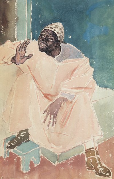 बैठा मोरक्को, 1936 (कागज पर कलम, स्याही और wc) द्वारा Glyn Warren Philpot