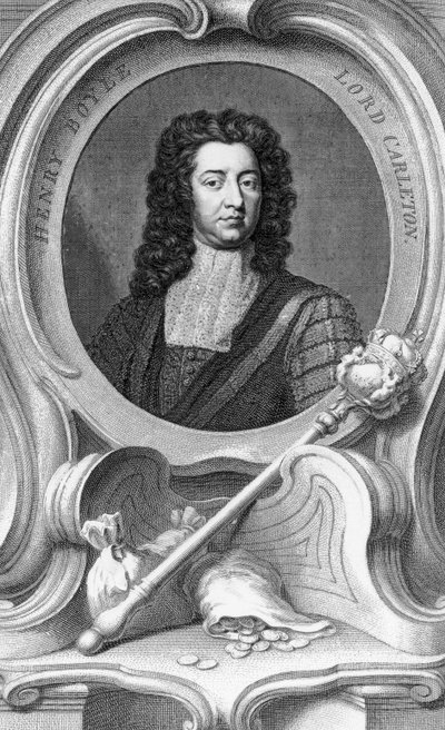 हेनरी बॉयल, लॉर्ड कार्लटन ने 1740 में जैकबस हूब्रेकेन को उकेरा द्वारा गॉडफ्रे नेलर