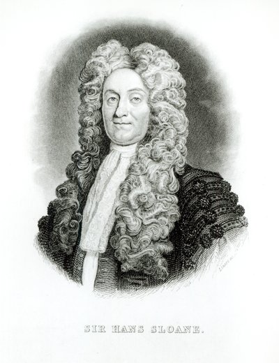 सर हैंस स्लोअन (1660-1753) विलियम होम लिज़र्स (1788-1859) ने जरडाइन के नेचुरलिस्ट लाइब्रेरी में स्लोन के संस्मरण के लिए उत्कीर्ण, c.1833-45 द्वारा गॉडफ्रे नेलर