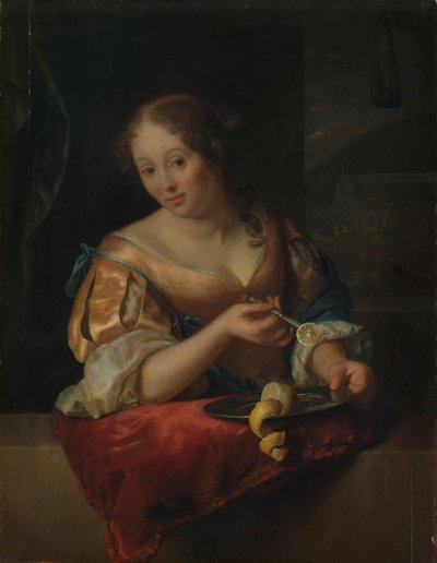 नींबू के साथ युवा महिला द्वारा Godfried Schalcken