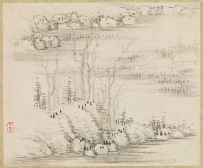 परिदृश्य और पेड़, सीए। 1679. द्वारा गोंग जियान