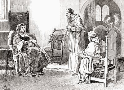 विलियम शेक्सपियर के एक दृश्य में किंग हेनरी VIII, एक्ट III, सीन 1, क्वीन कैथरीन की भूमिका निभाई गई है: जो तू करेगा, वह मेरे प्रभु और प्रार्थना मुझे माफ़ कर दे, अगर मैंने खुद को असहनीय रूप से, द वर्क्स ऑफ विलियम शाह से द्वारा गॉर्डन फ्रेडरिक ब्राउन