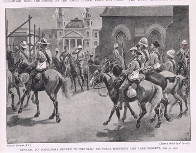 जनरल इयान हैमिल्टन की प्रिटोरिया में वापसी: 30 जुलाई 1900 को लॉर्ड रॉबर्ट्स के साथ उनका बल मार्च द्वारा गॉर्डन फ्रेडरिक ब्राउन