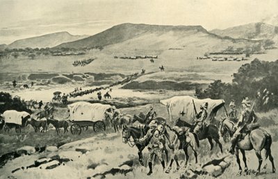 जनरलों फ्रेंच और हटन ने पारस को 1901 में ट्रांसवाल टेरिटरी में पार किया। द्वारा गॉर्डन फ्रेडरिक ब्राउन
