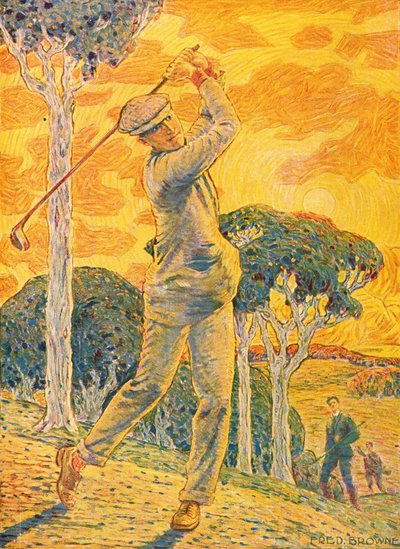 गोल्फ, वी एयू ग्रैंड एयर, 15 सितंबर 1919 (रंग उत्कीर्णन) द्वारा गॉर्डन फ्रेडरिक ब्राउन