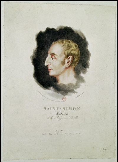क्लाउड हेनरी डी रूवरॉय का चित्रण, संत-साइमन (1760-1825) की मृत्यु के कुछ समय बाद ही बना द्वारा गॉटफ्रीड या गोडेफ्रो एंगेलमैन