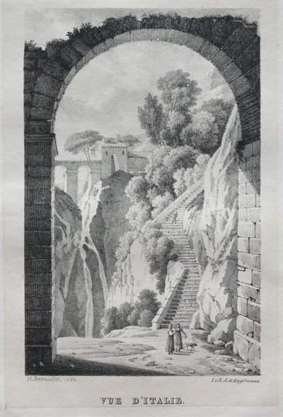 इटली का दृश्य, 1820। द्वारा गॉटफ्रीड या गोडेफ्रो एंगेलमैन