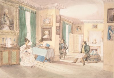 हैटन, वार्विकशायर में एक इंटीरियर, 1820-30। द्वारा पोती डॉ. सैमुअल पार।