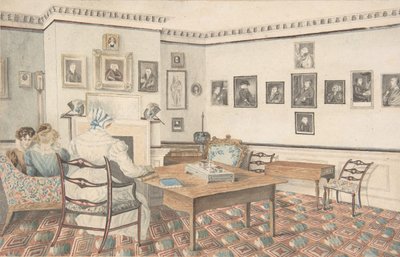 हैटन, वार्विकशायर, 1820-30 में ड्राइंग रूम। द्वारा पोती डॉ. सैमुअल पार।